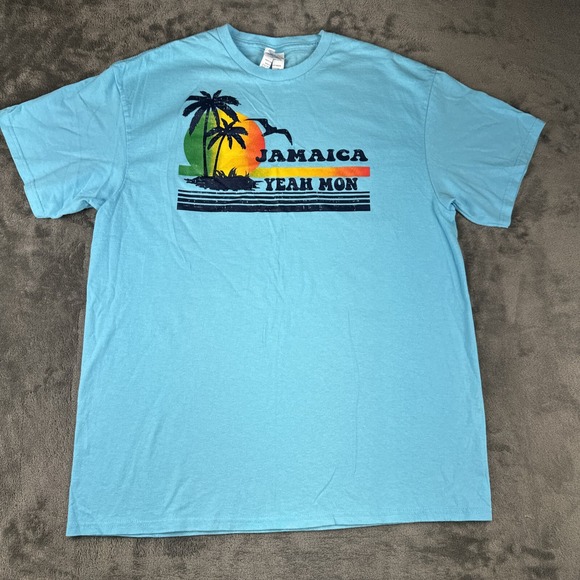 Jamaica Yeah Mon Tshirt L Delta‎ Tag Front Hit Blue - Picture 1 of 16
